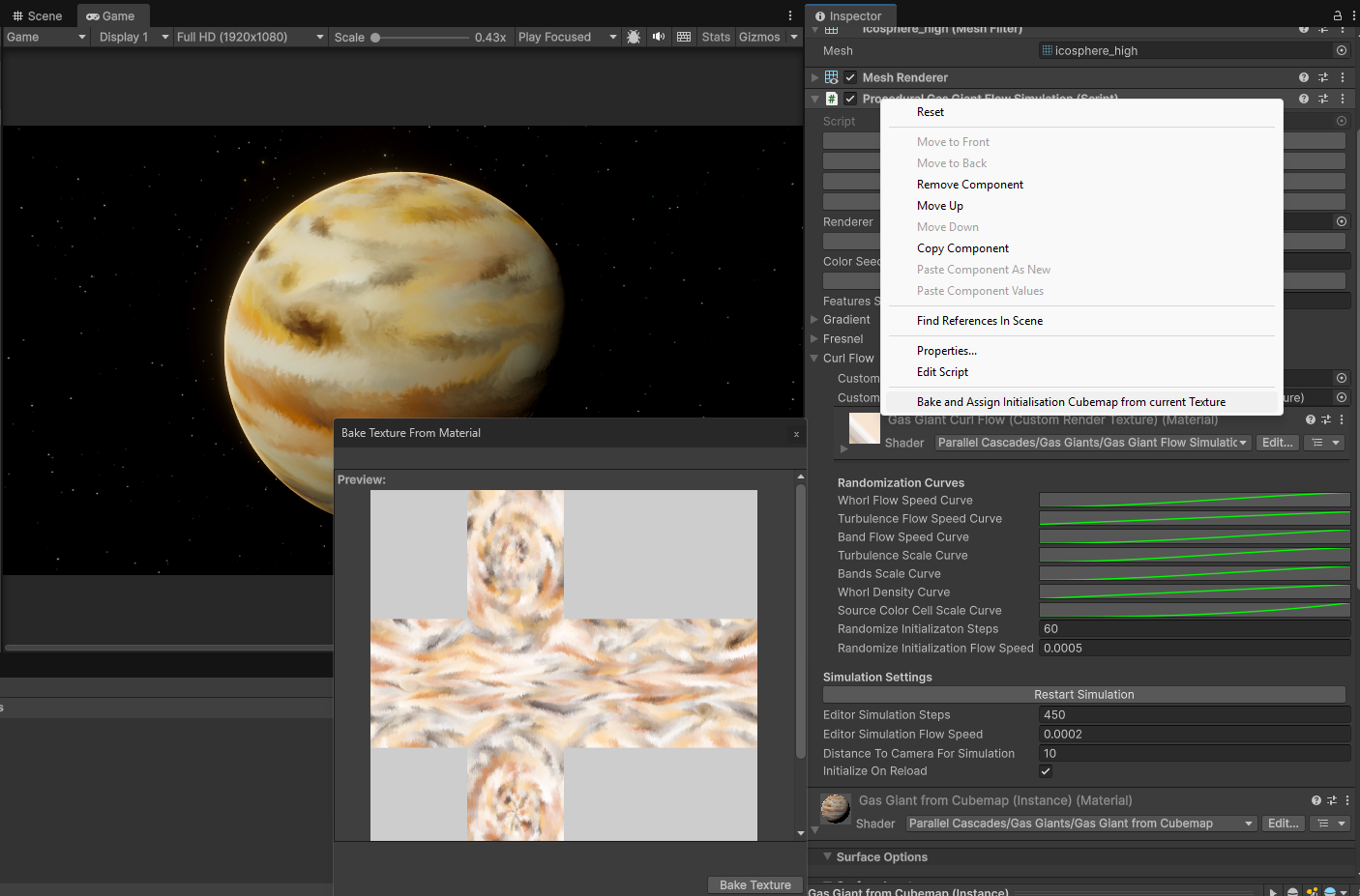 Bake Initialisation Cubemap Context Menu