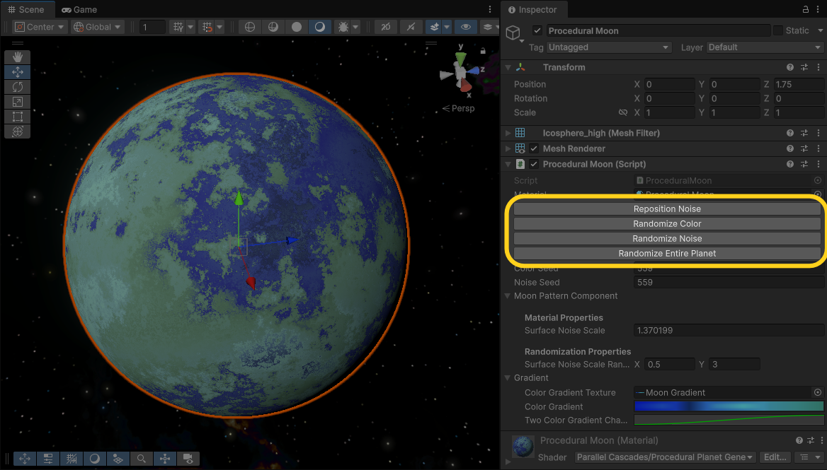 Procedural Moon Inspector